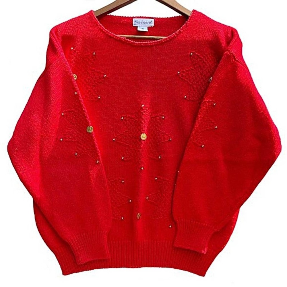 Vintage Eminent Embellished Star Holiday Sweater - Picture 2 of 8